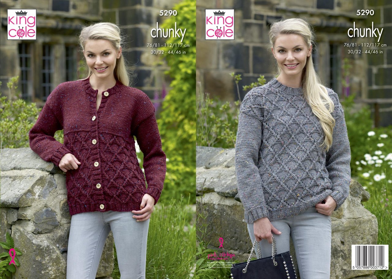 King Cole 5290 Knitting Pattern Womens Sweater and Cardigan in King ...