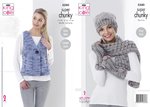 King Cole 5280 Knitting Pattern Womens Waistcoat and Accessories in Big Value Super Chunky Twist