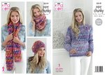 King Cole 5319 Knitting Pattern Womens Sweater Accessories in King Cole Big Value Super Chunky Tints