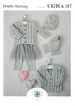 UKHKA 187 Knitting Pattern Baby Round and V Neck Cardigans Hat and Scarf in DK