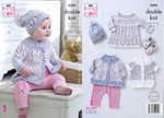 King Cole 5329 Knitting Pattern Baby Dress Coat Cardigan and Hat in Cherished & Cherish Dash DK