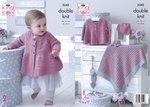 King Cole 5343 Knitting Pattern Baby Matinee Jacket Hat Bootees & Blanket in Finesse Cotton Silk DK