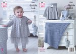 King Cole 5341 Knitting Pattern Baby Matinee Jacket Hat Bootees & Blanket in Finesse Cotton Silk DK
