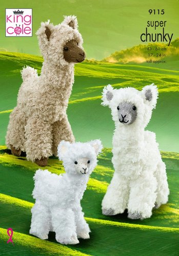 King Cole 9115 Knitting Pattern Alpaca Toys in King Cole Tufty & Big Value Chunky