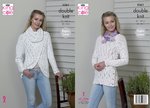 King Cole 5361 Knitting Pattern Womens Sweater Cardigan and Cowl in King Cole Cotton Soft Candy DK