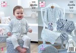 King Cole 5438 Knitting Pattern Baby Easy Knit Cardigans Hat and Blanket in Cherish Dash DK