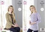 King Cole 5394 Knitting Pattern Womens Raglan Sleeve Cardigan and Sweater in King Cole Finesse DK