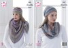 King Cole 5401 Crochet Pattern Womens Shawl Cowl Headband and Hat in King Cole Riot DK