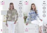 King Cole 5387 Knitting Pattern Womens Easy Knit Sweater and Cardigan in King Cole Drifter 4 Ply