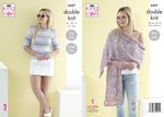 King Cole 5427 Knitting Pattern Womens Sweater and Shawl in King Cole Beaches DK