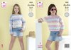 King Cole 5423 Knitting Pattern Girls Easy Textured Pattern Sweaters Jumpers in King Cole Beaches DK