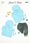 James C Brett JB601 Knitting Pattern Baby Hooded Sweater and Cardigan in Flutterby Quick Knit