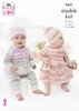 King Cole 5431 Knitting Pattern Baby Dress Cardigan Leggings and Hat in Cherish and Cherished DK