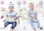 King Cole 5433 Knitting Pattern Sweater Cardigan and Hat in King Cole Splash DK