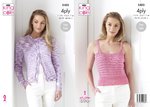 King Cole 5403 Knitting Pattern Womens Cardigan and Top in King Cole Giza 4 Ply & Giza Sorbet 4 Ply