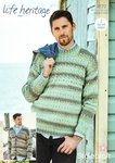 Stylecraft 9572 Knitting Pattern Mens Basket Weave Sweater and Cardigan in Life Heritage Aran