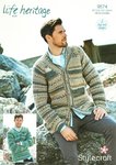 Stylecraft 9574 Knitting Pattern Mens Rib Shawl Collared Jacket and Sweater in Life Heritage Aran