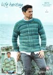 Stylecraft 9573 Knitting Pattern Mens Broken Rib & Cable Sweater and Cardigan in Life Heritage Aran