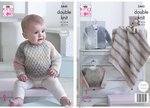 King Cole 5443 Knitting Pattern Baby Sweater Cardigan and Blanket in King Cole Melody DK