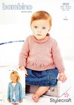 Stylecraft 9606 Knitting Pattern Baby and Girl A-Line Jumper and Cardigan in Stylecraft Bambino DK