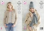 King Cole 5479 Knitting Pattern Womens Cardigan Scarf and Hat in King Cole Subtle Drifter DK