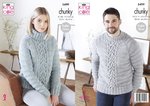 King Cole 5499 Knitting Pattern Womens Mens Sweater in King Cole Big Value Poplar Chunky