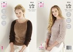 King Cole 5514 Knitting Pattern Womens Easy Knit Raglan Sweater and Tunic in King Cole Truffle