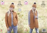 King Cole 5554 Knitting Pattern Womens Cardigan Scarf and Hat in Big Value Super Chunky Stormy