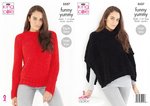 King Cole 5537 Knitting Pattern Womens Raglan Sweater and Tabbard in King Cole Funny Yummy