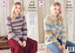 King Cole 5576 Knitting Pattern Womens Raglan Sweater and Cardigan in King Cole Orbit Super Chunky
