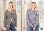 King Cole 5575 Knitting Pattern Womens Raglan Sweater and Cardigans in King Cole Shadow Chunky