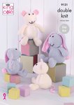 King Cole 9131 Knitting Pattern Easy Knit Bunnies and Mice Toys in King Cole Big Value DK