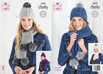 King Cole 5579 Knitting Pattern Womens Hats and Scarves in King Cole Magnum Chunky and Luxury Fur