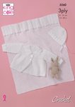 King Cole 5560 Crochet Pattern Baby Jacket Bonnet and Blanket in Big Value Baby 3 Ply