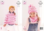 King Cole 5594 Knitting Pattern Childs Sweater Snood and Hat in King Cole Stripe DK