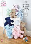 King Cole 9137 Knitting Pattern Easy Knit Toy Teddies Bears in King Cole Funny Yummy and Yummy