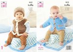 King Cole 5618 Knitting Pattern Baby Pram Blanket Jacket Gilet and Hat in King Cole Truffle