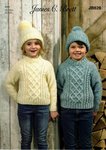 James C Brett JB626 Knitting Pattern Childrens Sweater and Hat in Aztec Aran and Rustic Aran