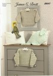 James C Brett JB647 Knitting Pattern Baby Childrens Sweaters in Rainbow Sprinkles and Innocence DK