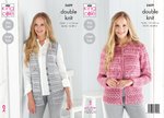 King Cole 5609 Knitting Pattern Womens Easy Lace Cardigan and Waistcoat in Island Beaches DK