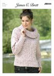 James C Brett JB044 Knitting Pattern Womens Sweater in Rustic with Wool Aran or Aran with Wool