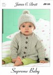 James C. Brett JB125 Knitting Patttern Baby Cardgians and Hat in Supreme 4 Ply