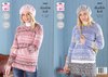 King Cole 5653 Knitting Pattern Womens Sweater and Tunic in King Cole Fjord DK
