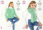 King Cole 5605 Knitting Patterns Childrens Easy Knit Cardigan and Scarf in King Cole Yummy Crush