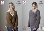 King Cole 5676 Knitting Pattern Womens Sweater and Cardigan in King Cole Big Value Poplar Chunky