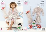 King Cole 5569 Knitting Pattern Childrens Dressing Gown Snowman and Stocking in King Cole Yummy