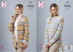 King Cole 5673 Knitting Pattern Womens Textured Sweater and Cardigan in King Cole Drifter Chunky