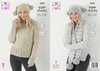King Cole 5669 Knitting Pattern Womens Sweaters Hat and Scarf in King Cole Timeless Super Chunky