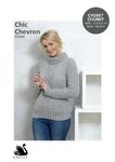 Cygnet CY1314 Knitting Pattern Womens Chic Chevron Polo Neck and Round Neck Sweater in Cygnet Chunky