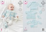 King Cole 5702 Knitting Pattern Baby Cardigan Matinee Coat Sweater Bootees in Baby Stripe DK